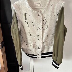Women's Anthropologie New Paint Splatter Tweed Bomber Jacket M $168
